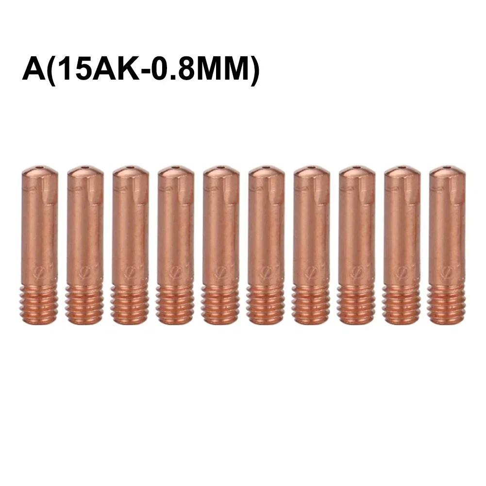 Boquilla de punta de Metal 15AK M6 x 24mm, boquilla de Gas con punta de contacto para soplete de soldadura, herramientas de 0,8/1,0/1,2mm, 50x40x20 Mm, 10 Uds.