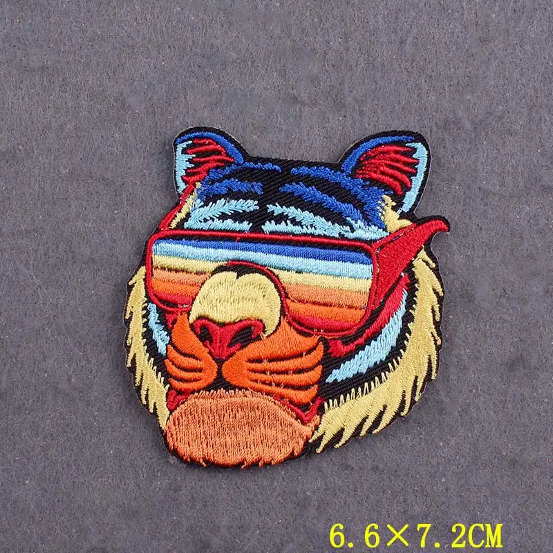 DIY Hippie Animal Patch Clothes Stripes Embroidered Patches On Clothes Punk Patch Iron on Patches For Clothing Applique Decor