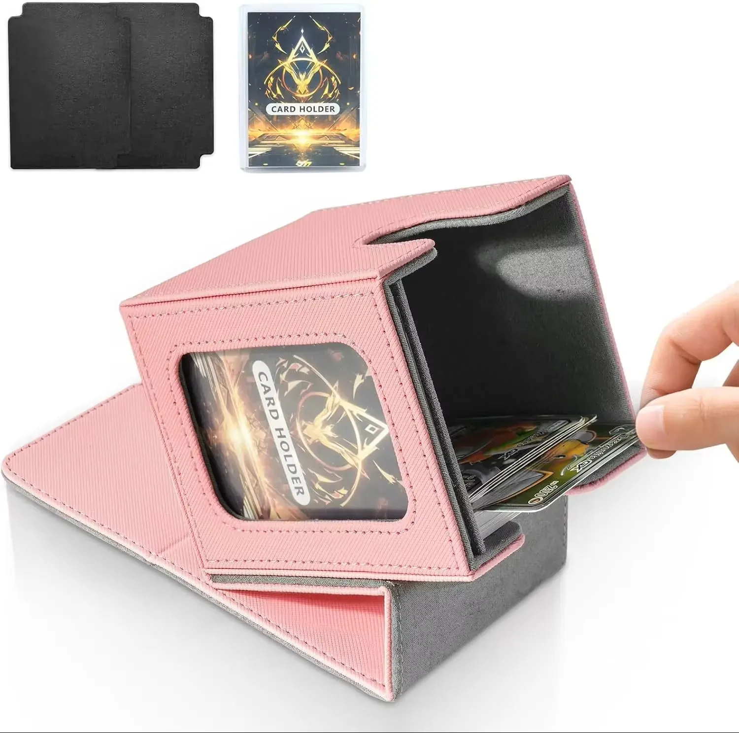 100+ Load Trading Card Deck Box with 2 Dividers PU Leather Magnetic Closure Game Card Storage Box for YuGiOh MTG Sport Cards