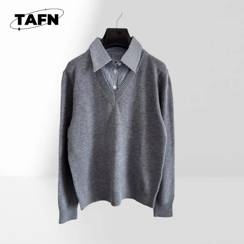 

Модный однотонный вязаный свитер из 100% шерсти для мужчин, уютный и модный для зимы для наслоения зимой AJ1602