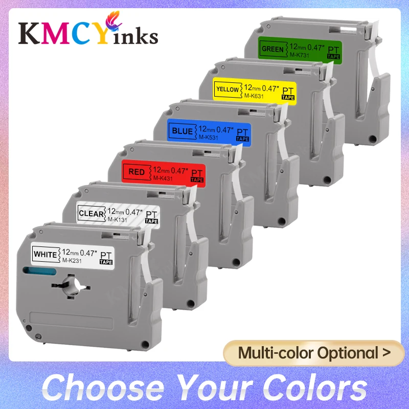 KMCYinks-M-K231 negro sobre blanco, Compatible con Brother MK231 MK 231, 9mm, 12mm, M-K221 de cinta adhesiva fuerte laminada