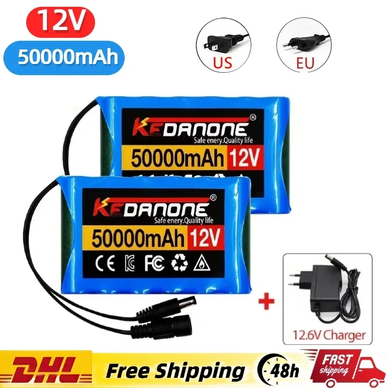 

Long endurance 12V 3S2P 50000mAh li-ion cell suitable for CCTV Camera Monitor,fishing lights,xenon lamp,loudspeakers +Charger