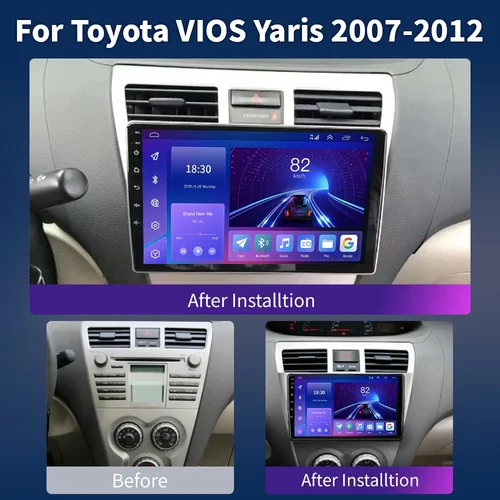 Imagen 2 del producto Reproductor de Radio de coche para Toyota VIOS Yaris 2007-2012 reproductor Multimedia de vídeo navegación GPS unidad principal estéreo BT WiFi