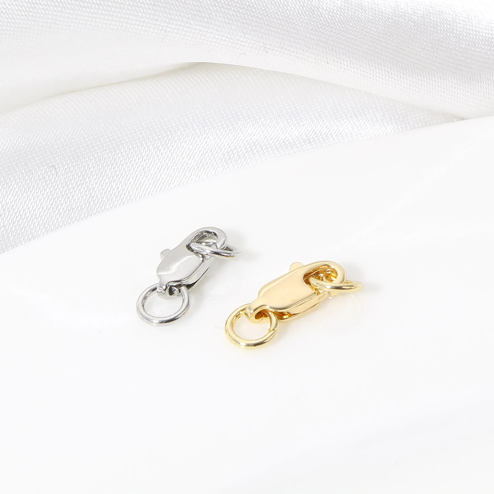 5PCs Copper Lobster Clasps Hooks Connectors With Open Jump Ring For Jewelry Making Diy Bracelet Necklace Craft Findings 17*5.5mm