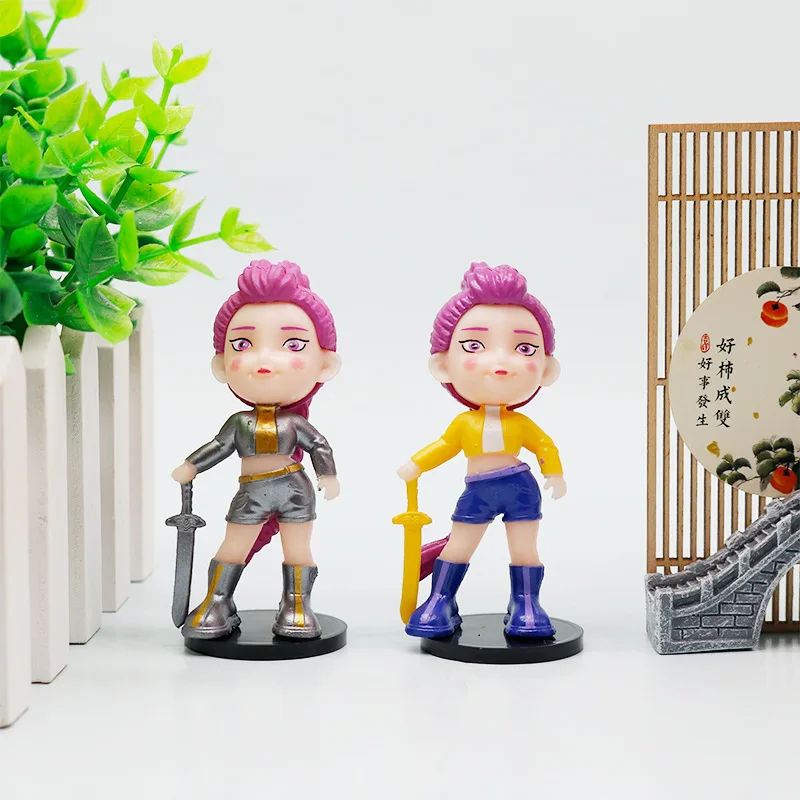 Nouveau les chasseurs de démons 6 pièces Figure Rumis Miras Zoeys tigre Figurine jouet bureau décoration Statues ornement cadeau d'anniversaire pour enfant