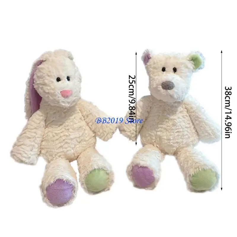 Q0KB Mooie Gevulde Konijn/Beer Knuffel Emotie Ondersteuning Metgezel Vriend Rustgevende Speelgoed Voor Kantoor Volwassen