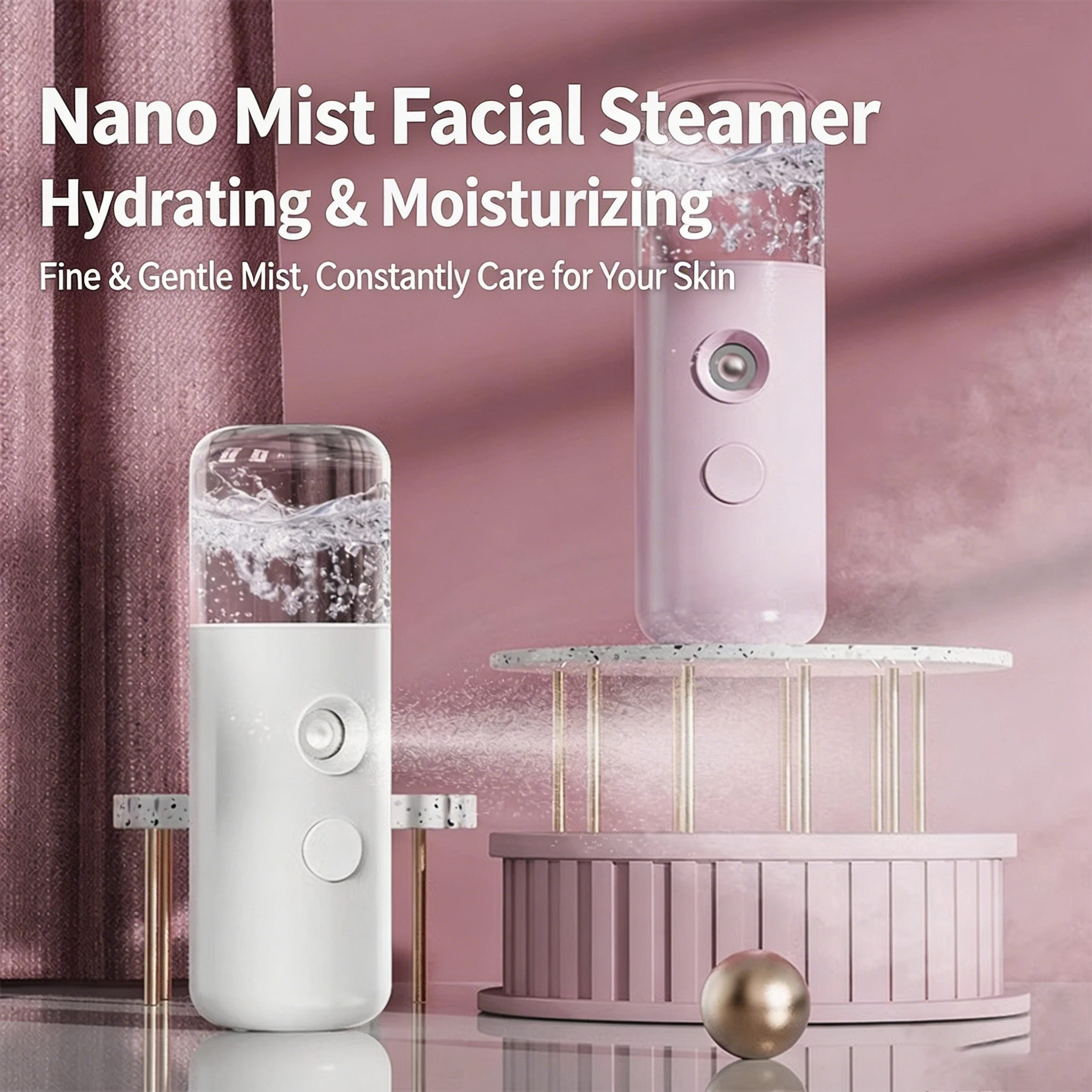 

Portable Nano Mist Facial Steamer USB Rechargeable Deep Hydration Spray Device Handheld Facial Mister Humidifier for Skin Care