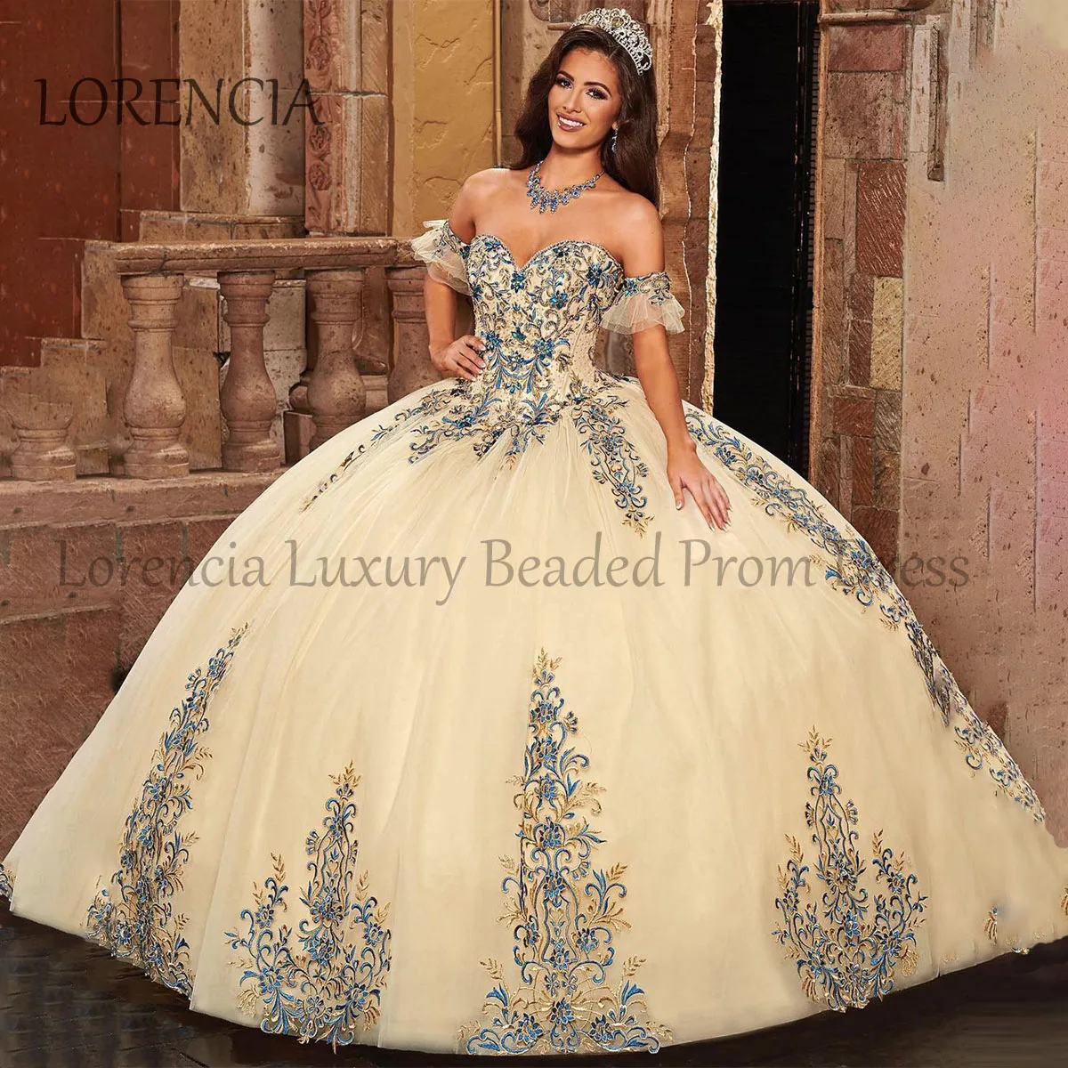 Robe mexicaine de Quinceanera avec appliques de fleurs en fibre 3D, robe de RhSweet Crystal, robe formelle, 2024, 15, 16