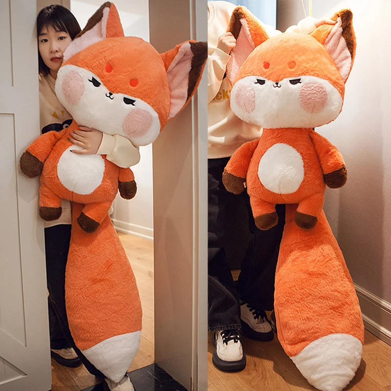 Cute Plush Toy Large Size Long Tail Soft Stuffed Animal Pillow Cartoon Plushie Kids Girls Plush Toys Bedroom Decor Birthday Gift