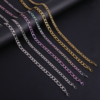 HONGTONG Fashion Figaro Cuban Link Chain Stainless Steel Necklace 45cm/50cm/55cm/60cm 3MM-9MM Gold Color Jewelry Gift Women Men