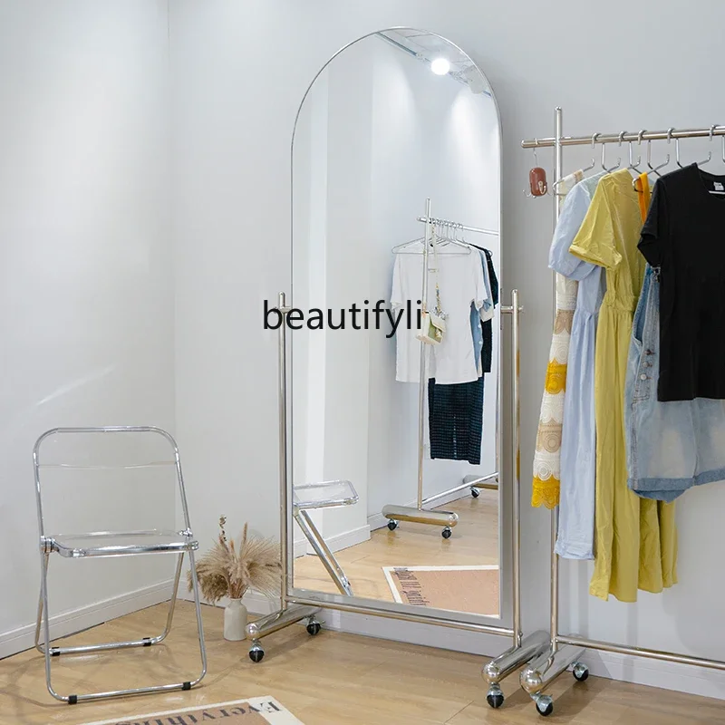 Slimming Mirror Mobile Full-Length Mirror Home Floor Mobile Dressing Mirror Super White Racket Version Beauty