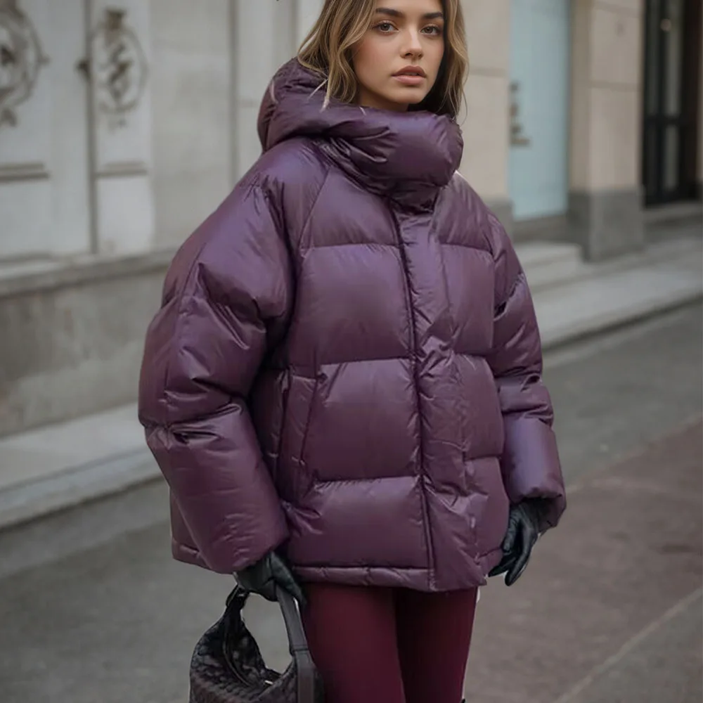 

Cross border fashion European and American style winter new casual fashion loose hooded warm cotton jacket