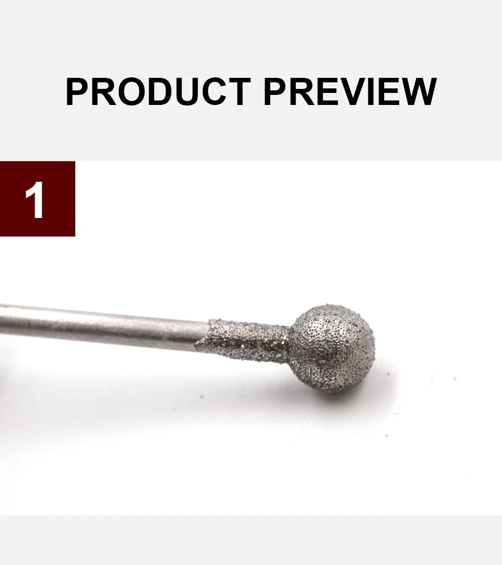 Professionelle Präzisions-Diamantschleifbits - 3mm Schaft Rotationswerkzeug-Zubehör zum Schnitzen, Polieren & Gravieren – Detail 4