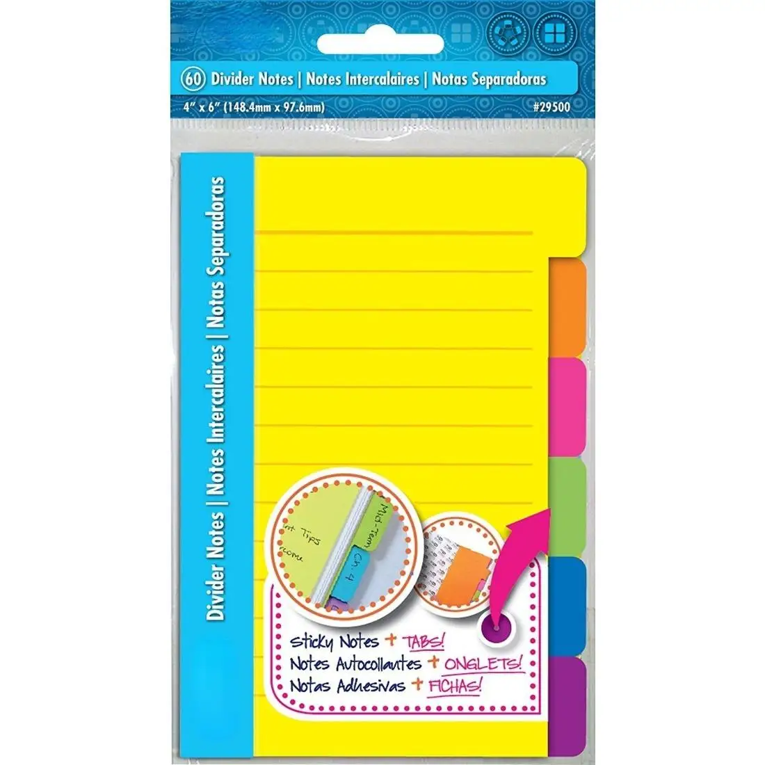 1Pack Neon Tabbed Divider Sticky Notes – 60 Ruled Pads Oblique Shape for Easy Categorization and Visibility