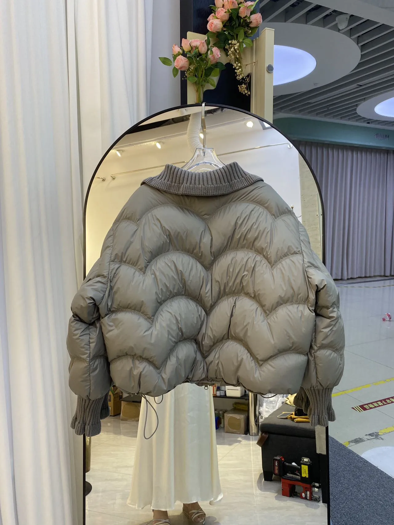 Winter Puff Knitted Splicing Down Jacket Women White Duck Down Big Lapel Outwears Female Fluffy Warm Thick Parker Bread Jacket