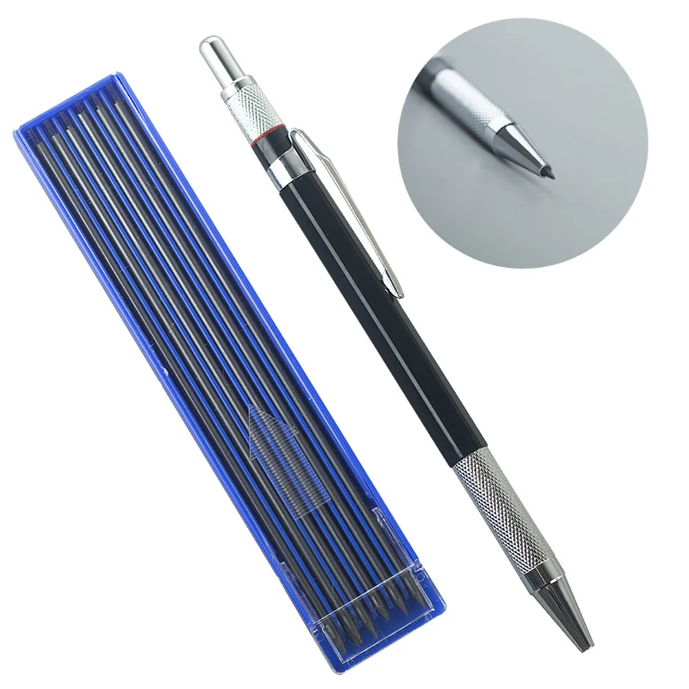 Welders Pencil With 6Pcs Round Refills, 2.0 Mm Mechanical Pencil Marker For Pipe Welder Construction Woodworking Tools