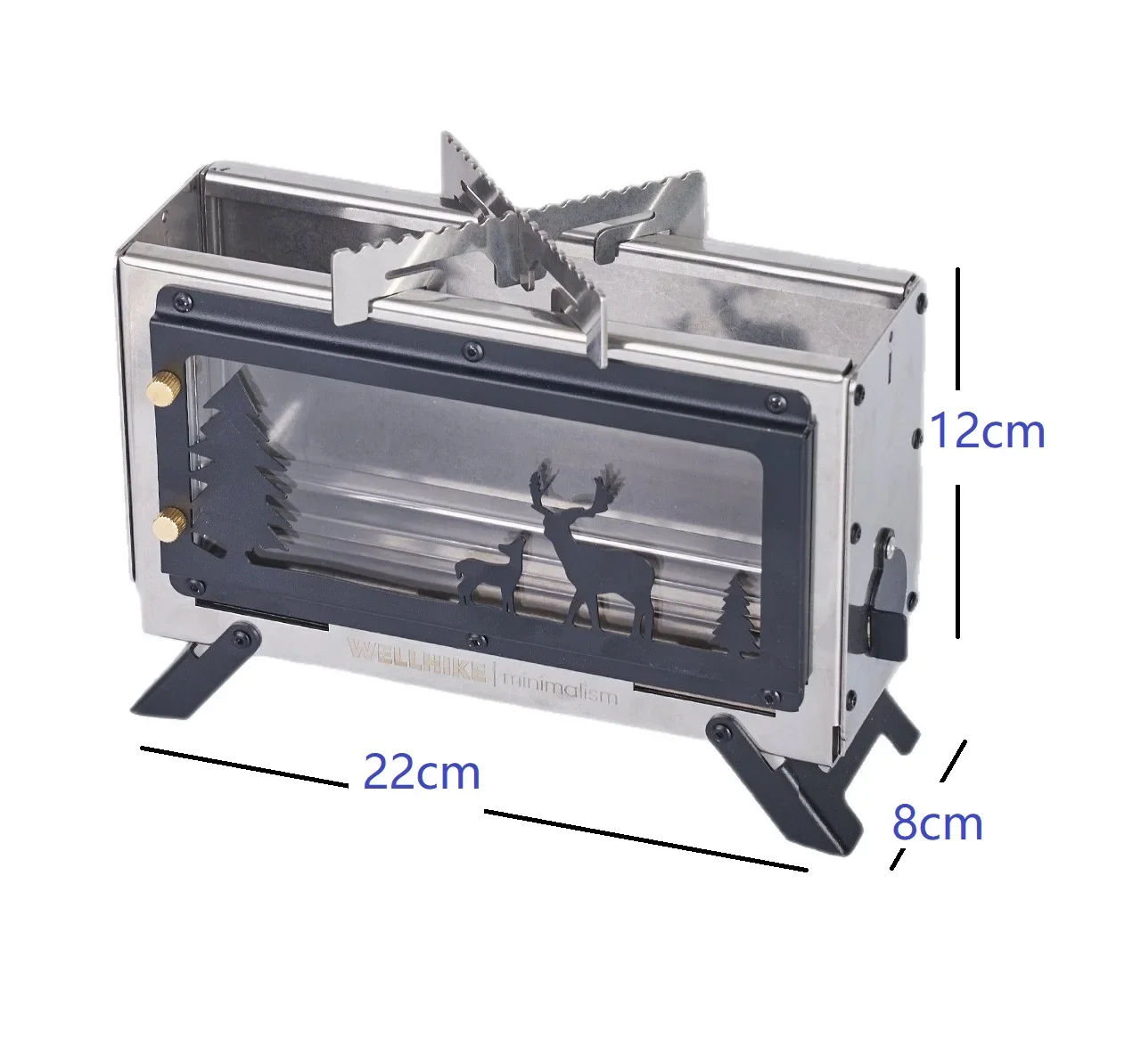 Glass Window Charcoal Burner Small Camping Heating Stove Portable Tent Firewood Stove