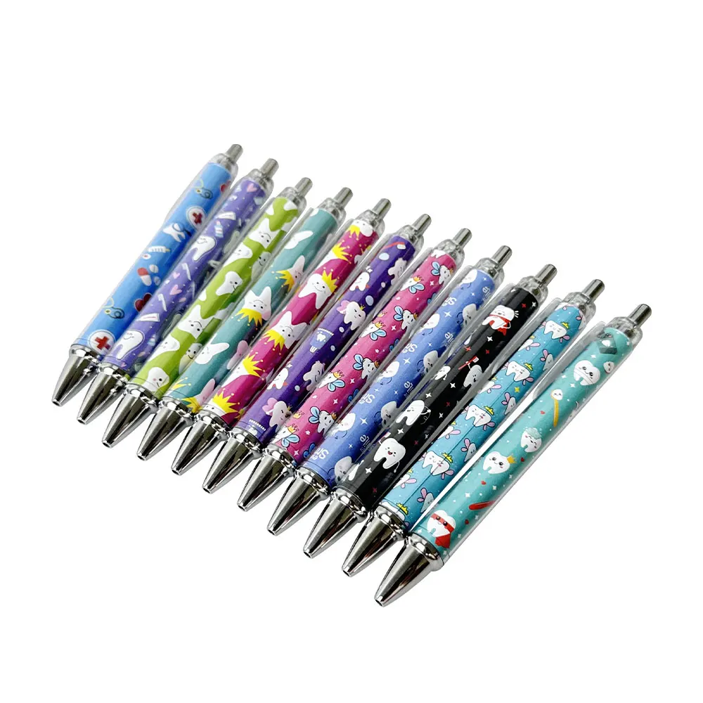 6pcs Funny Cartoon Ballpoint Pens Cute Tooth Theme Pattern Kids Children Ballpoint Pen Stationery Dentistry Accessories Gifts