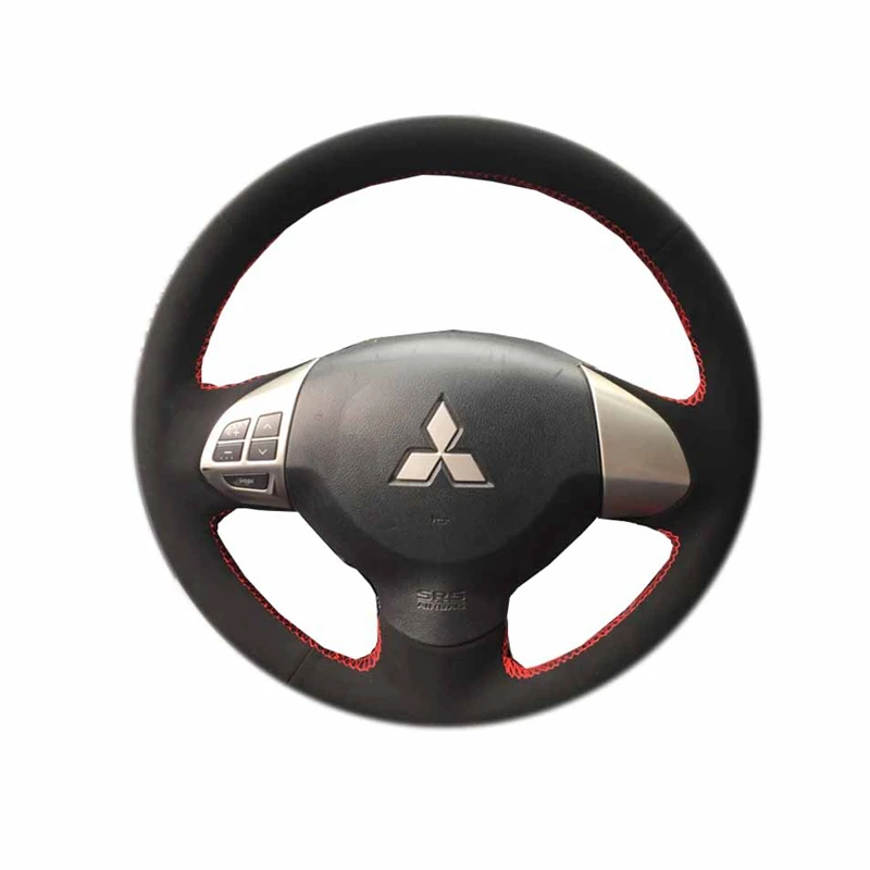 Hand-stitched Black Suede Car Steering Wheel Cover For Mitsubishi Lancer X 10 2007-2015 Outlander 2006-2013 ASX 2010-2013