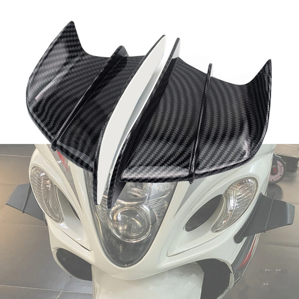 2pcs Carbon Fiber Motorcycle Wing Side Spoiler Fairings Aerodynamic Winglets Cafe Racer Old School Bobber