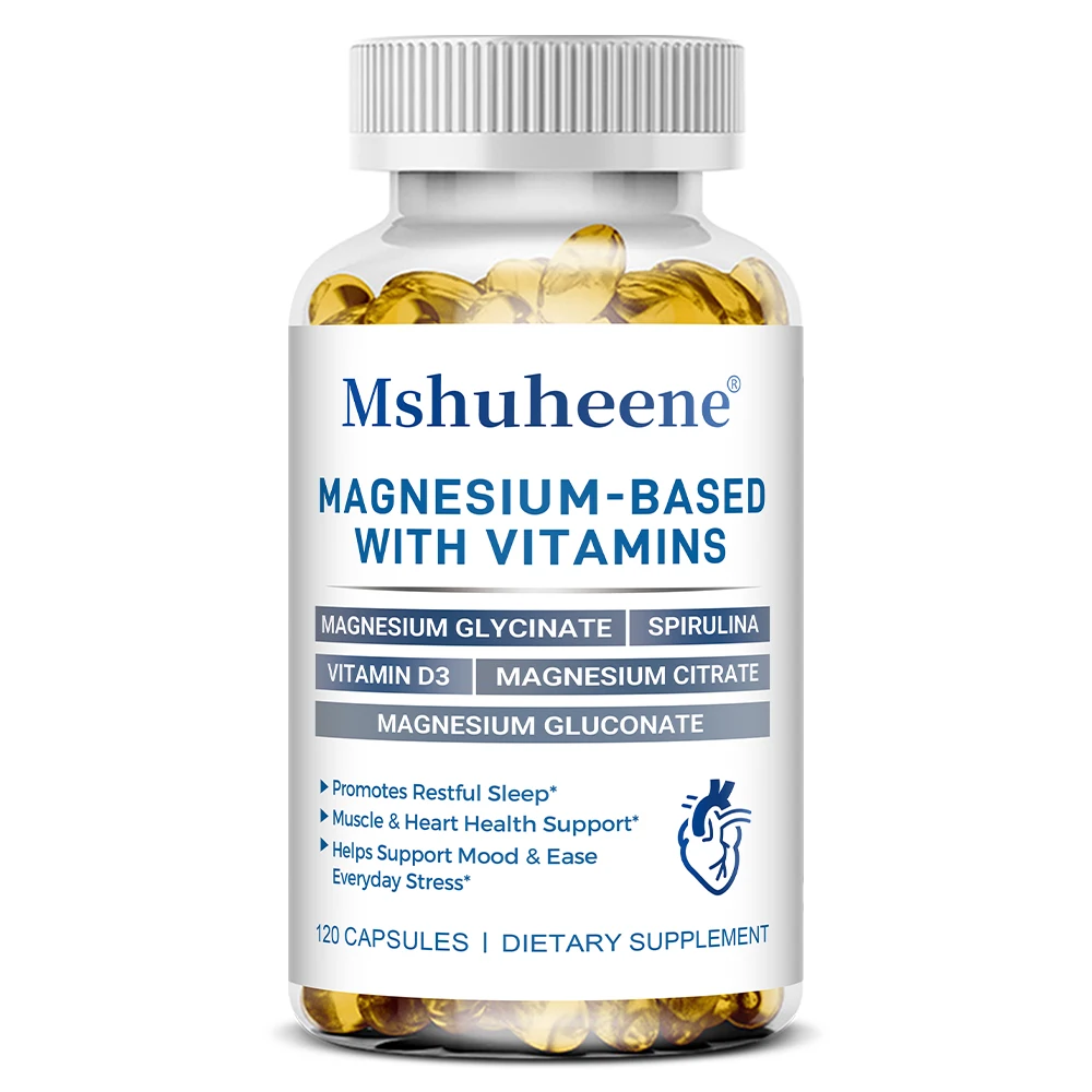 Magnesium 800mg Vitamin D3 Capsules, High Absorption, Supports Sleep, Muscle Recovery, Bone, Heart & Immune Health for Men Women