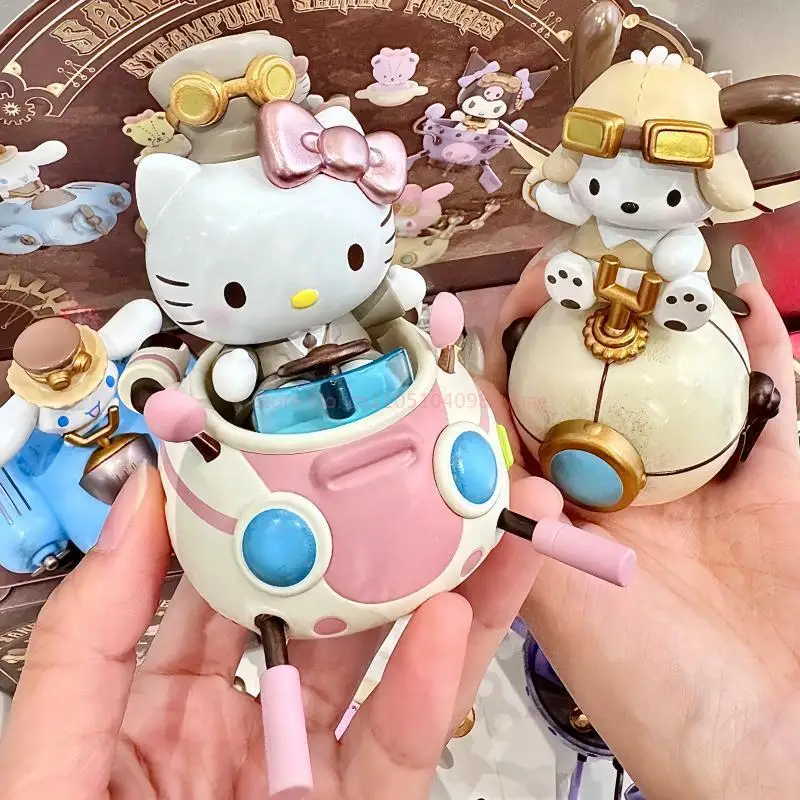 

Original Family Steampunk Series Blind Box Mymelody Kitty Cinnamoroll Pochacco Pom Pom Purin Kuromi Anime Modle Toys Xmas Gifts