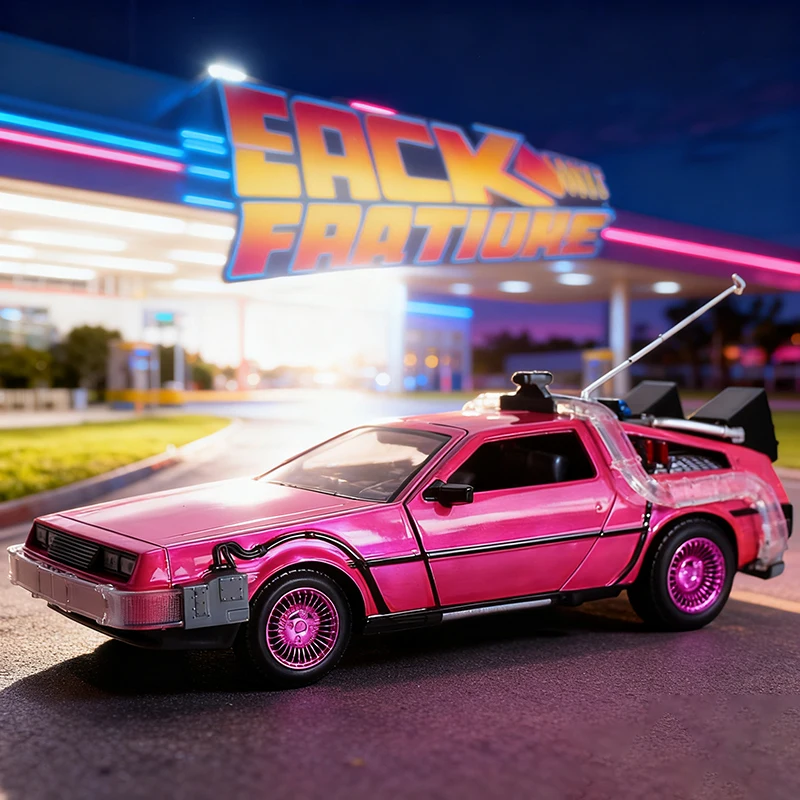 جادا 1:24 العودة إلى المستقبل آلة الزمن DMC-12 سبيكة Diecasts ولعبة المركبات نموذج سيارة مصغرة مقياس نموذج سيارة للأطفال