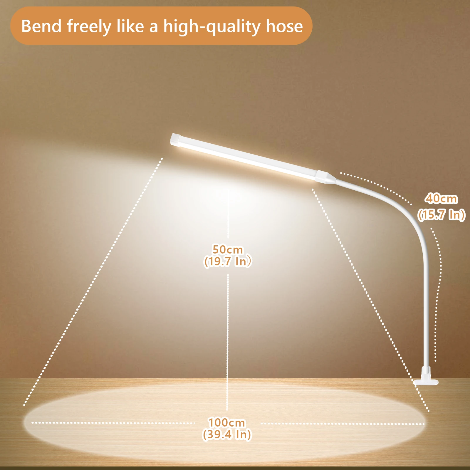 Imagem -05 - Led Desk Lamp com Braçadeira Eye-caring Clip sobre Luzes para Home Office Modos 10 Brilho Gooseneck Longo Flexível Metal b