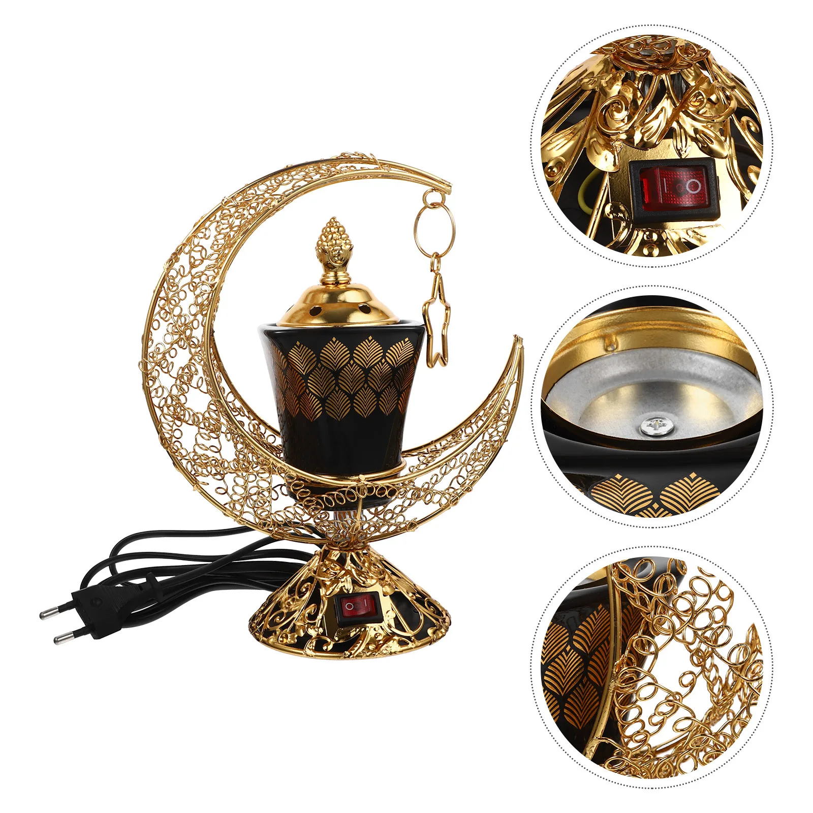 

Ceramic Electric Incense Burner Arabic Pattern Flameless Aroma Stove for Indoor Scenting Decorative Ornament Incense Stove