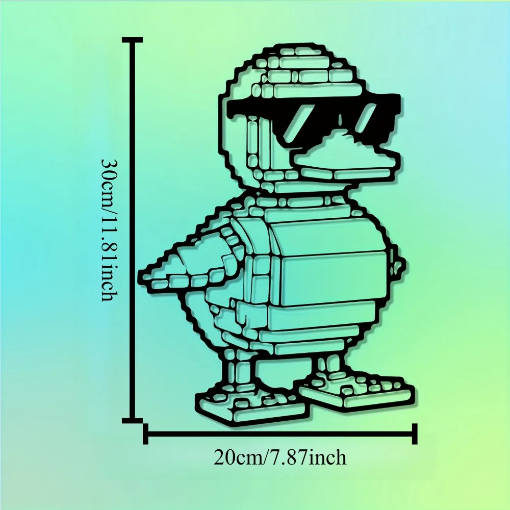 CIFBUY Pixel Duck Metal Wall Art Weatherproof Garden Fence Decor Living Room Ornament
