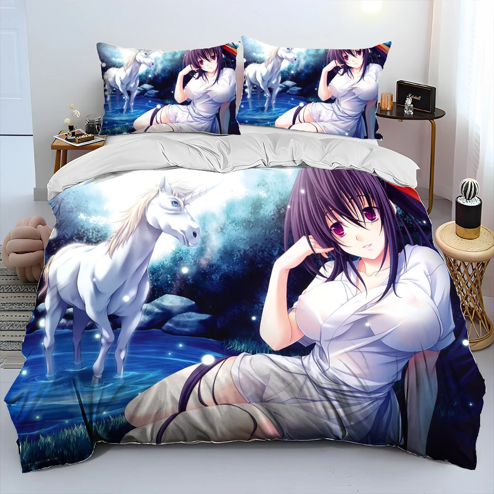 

Sexy Girl High School DxD Anime Comforter Bedding Set,Duvet Cover Bed Set Quilt Cover Pillowcase,king Queen Size Bedding Set Kid