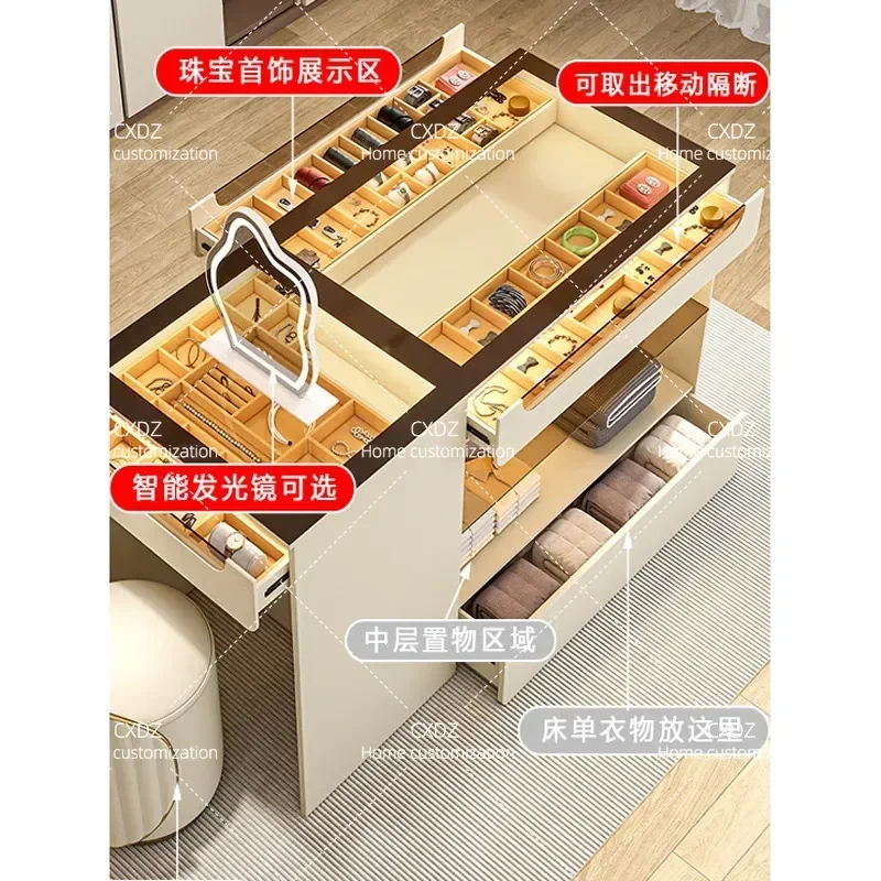 Light Luxury Cloakroom Mid Island Platform Bedroom Chest Cabinet Jewelry Cabinet Integrated Dresser Solid Wood Display