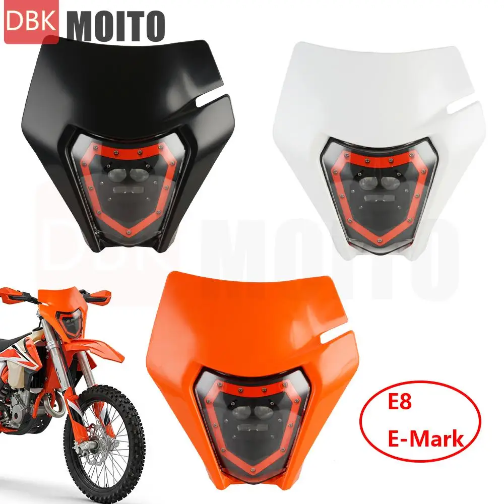 

For KTM 690 690R SX SXF XCF XCW EXC EXC-F 200 250 300 350 450 500 Motorcycle Headlight Motocross Head Lamp PP Plastic 12V