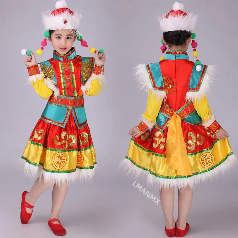 أزياء الأداء المنغولي للأطفال، أزياء الرقص المنغولي، أزياء النساء والفتيان، أزياء الأداء المسرحي