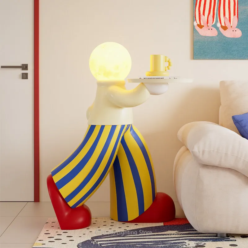 

Memphis Art Figure Floor Lamp, Stylish Bold Style,Metal & Resin, for Living Room Sofa Side, Large Tray Decor & Housewarming Gift