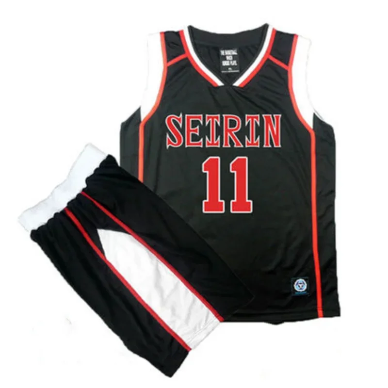 Anime No Basuke Basket Cosplay SEIRIN School Basketball Uniform Men Jersey Black White Sportswear T-shirt Shorts Set