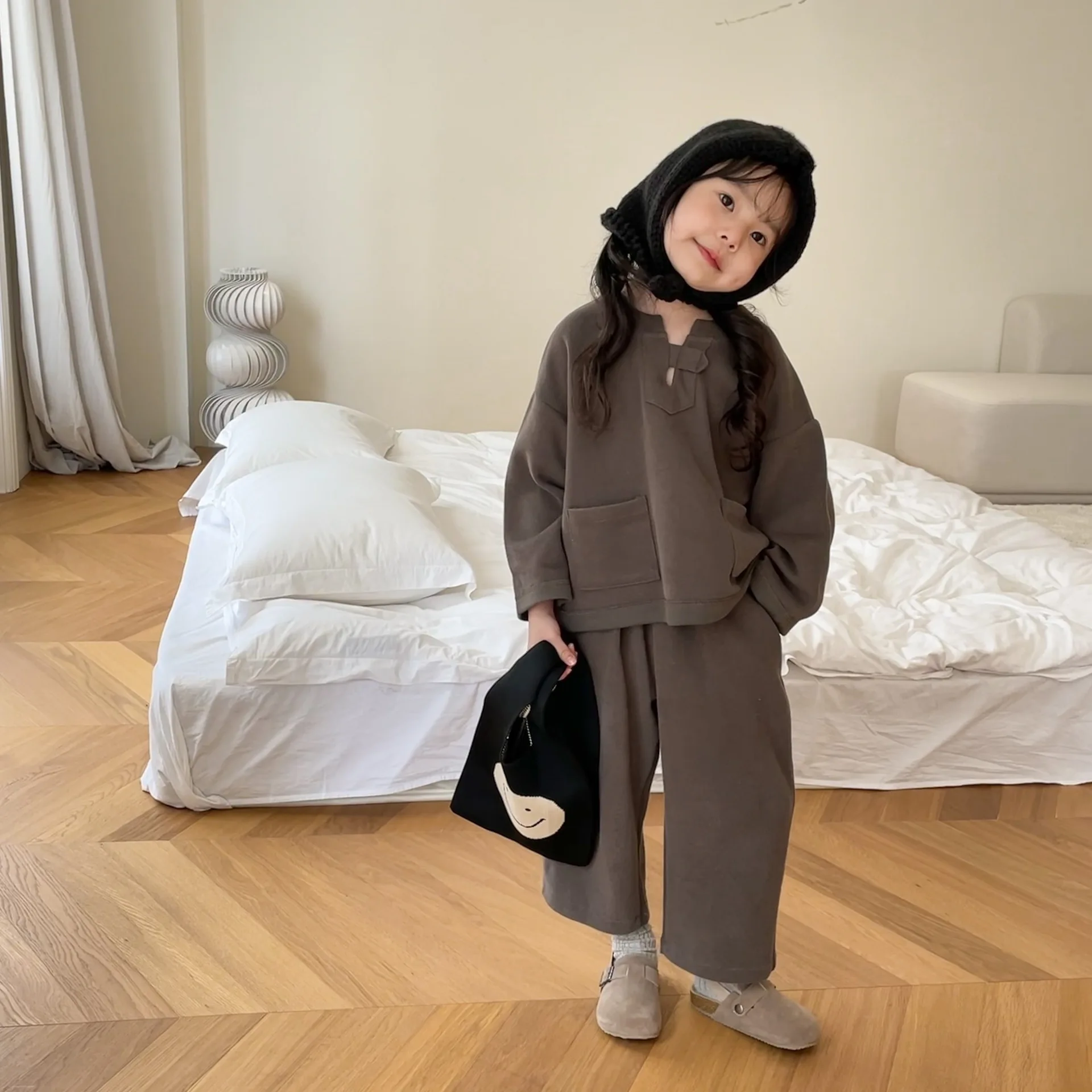 

Girls' Knit Suit 2023 Autumn Baby Korean Style Sweater Knitted Trousers Two-Piece Suit