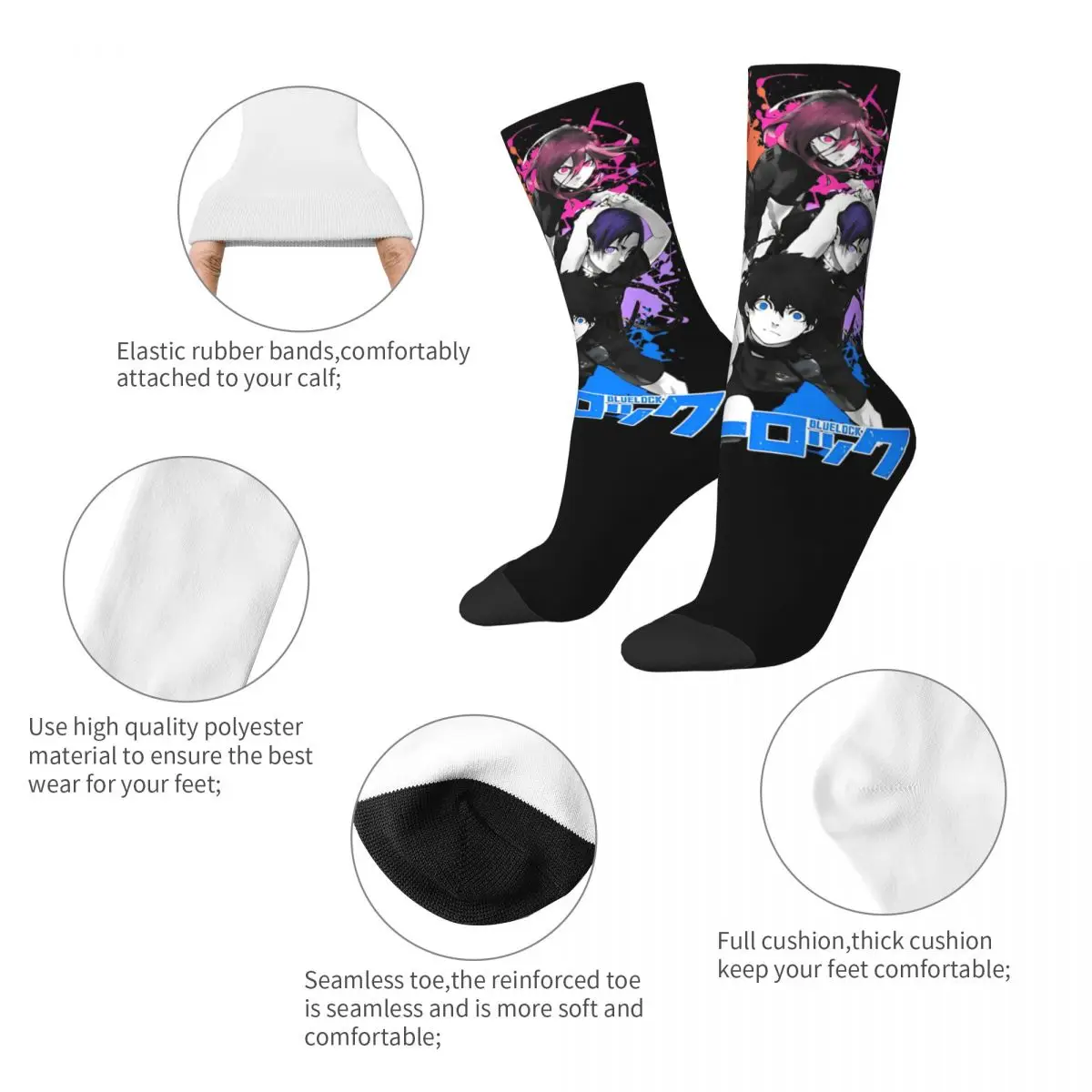 Blue Lock Anime Fans Soccer Cartoon Socks Accessories For Men Women Middle Tube Socks Cute Birthday Present