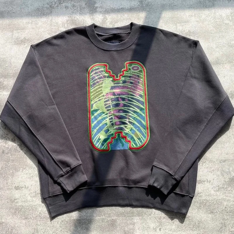 

Cavempt Sweatshirt Psychedelic Embroidered Hoody Men Women Casual Oversized Round Neck C.E Long Sleeved Pullover Top