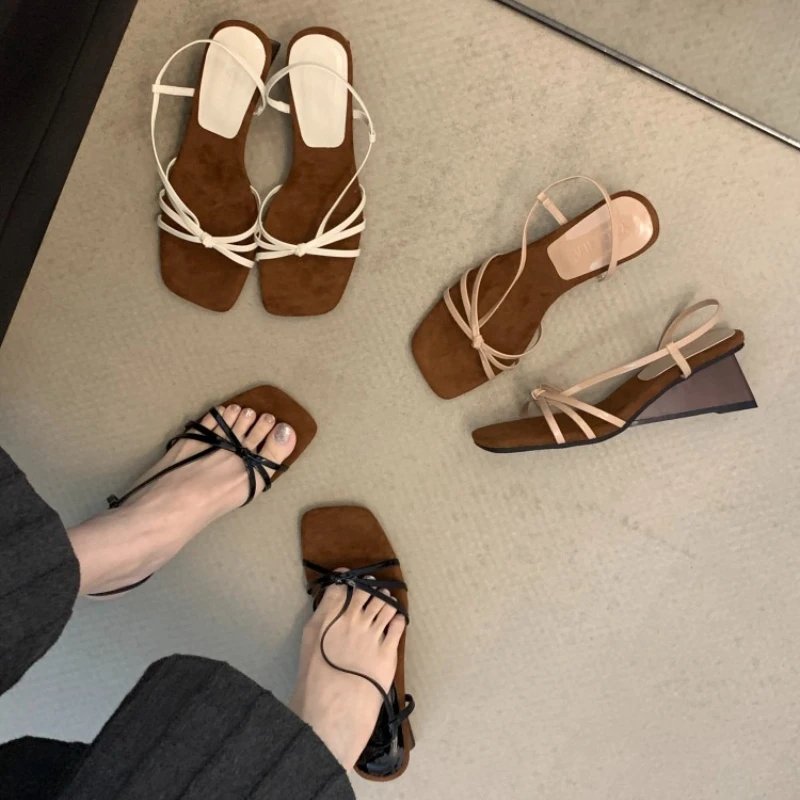 

2026 New Summer Narrow Band Thick Heel Women Sandals Fashion Open Toe Party Dress Pumps Ladies Outdoor Gladiator Sandalias