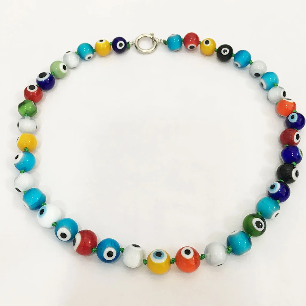 1PCS Handmade Murano Thousand Flowers Glazed Evil Eye Bead Necklace For Women Fashion DIY Personality Female Jewelry