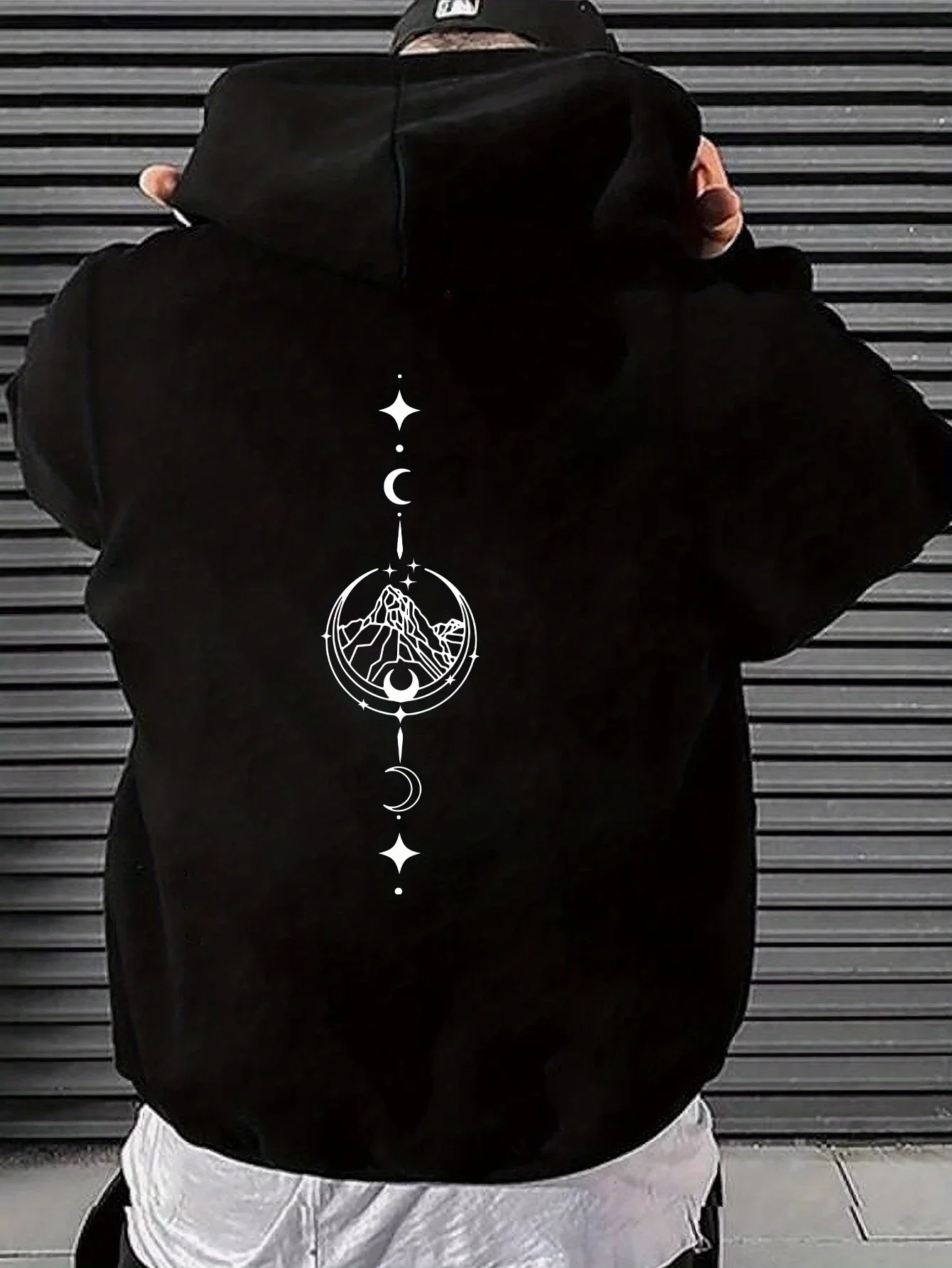 

Sweat-shirt à capuche à manches longues pour hommes, mode décontractée, ample, imprimé géométrique, pull chaud, automne et hiver