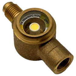 Sight glass with FSAE X MSAE thread connector has accurate color calibration at low ppm levels and higher temperatures