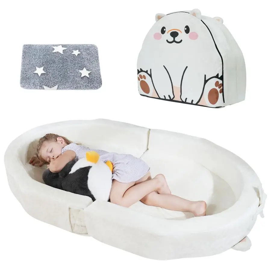 Łóżko podróżne, przenośne łóżeczko dla malucha, miękkie, składane łóżko podróżne dla dzieci do domu, do spania, na kemping, przenośne łóżeczko z możliwością prania f