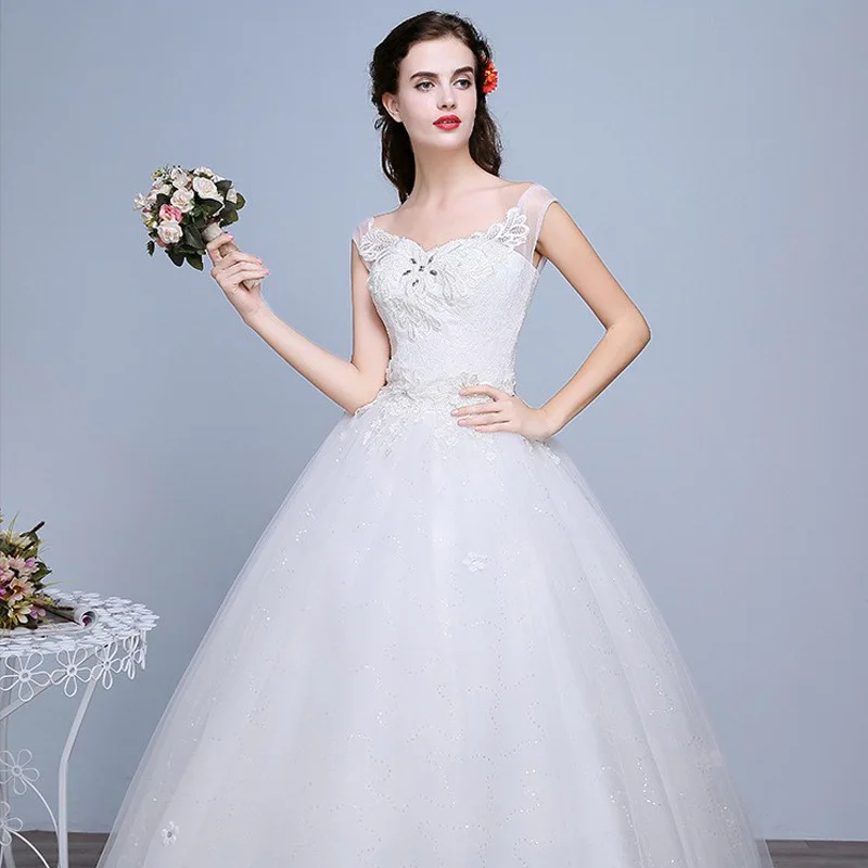 Robes De mariée pour femmes à lacets robe De bal longueur au sol robe De soirée en dentelle robe De mariée blanche une ligne robes De Novia