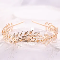Gold Color Leaf Crown Tiara Headband For Women Bride Party Bridal Wedding Hair Accessories Jewelry Headband Crown Tiara Gift