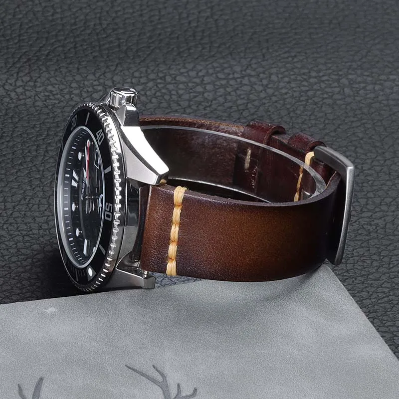 Bracelet de Montre Rétro en Cuir group, Accessoire Universel pour Panerai, Samsung Galaxy, Huawei, 18mm, 20mm, 22mm, 24