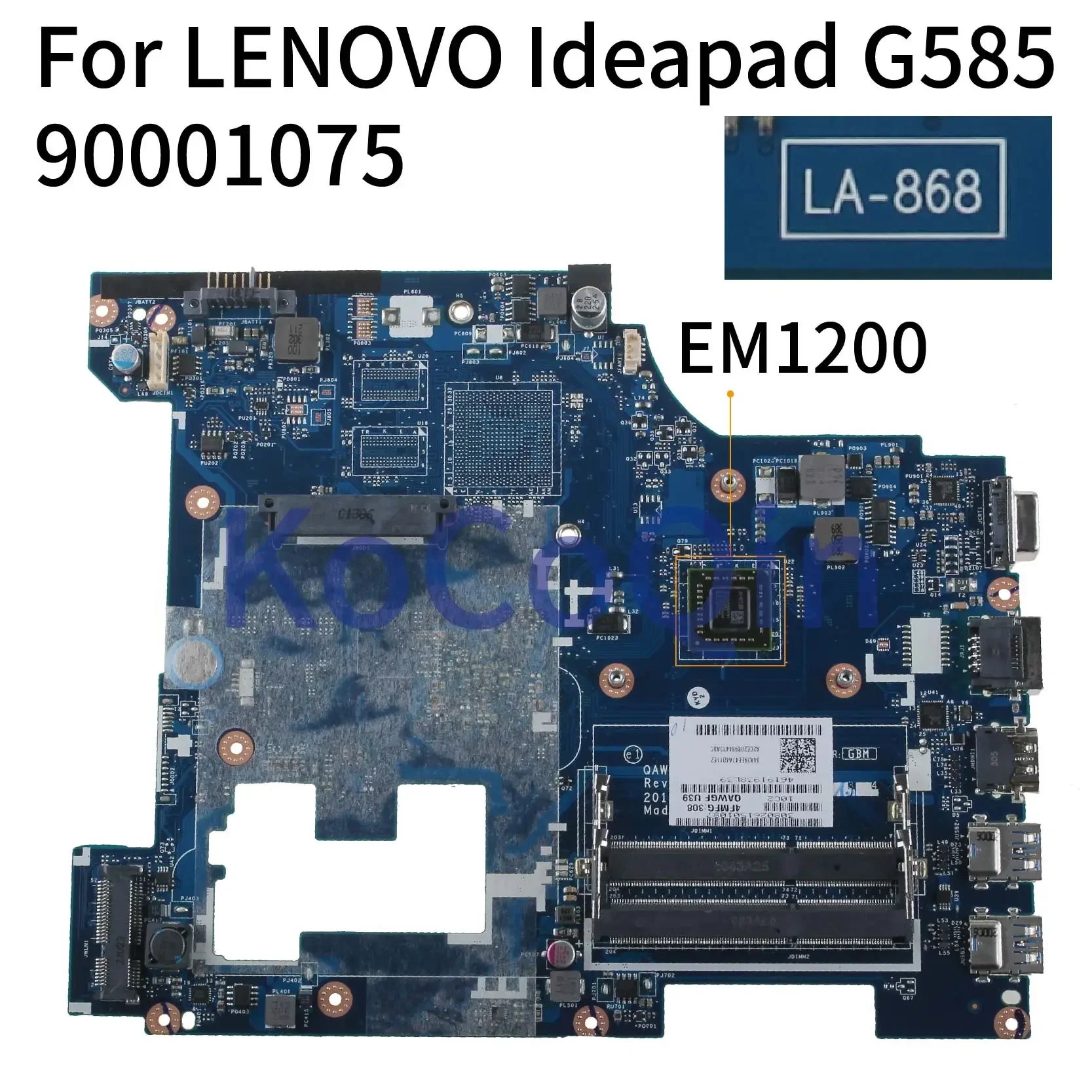 اللوحة الأم للكمبيوتر المحمول KoCoQin لـ LENOVO Ideapad G585 ، "، EM1200 ، ، ، من من ، إلى ، dddr3 ، اللوحة الرئيسية للكمبيوتر المحمول