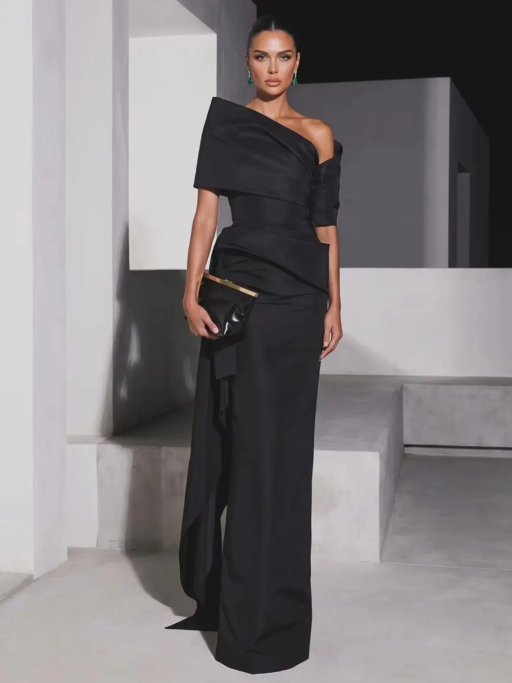 OIMG Moderne schwarze Meerjungfrau-Abschlussballkleider, schulterfreies Partykleid, bodenlanges Abendkleid, Vestidos de Gala, maßgeschneidert