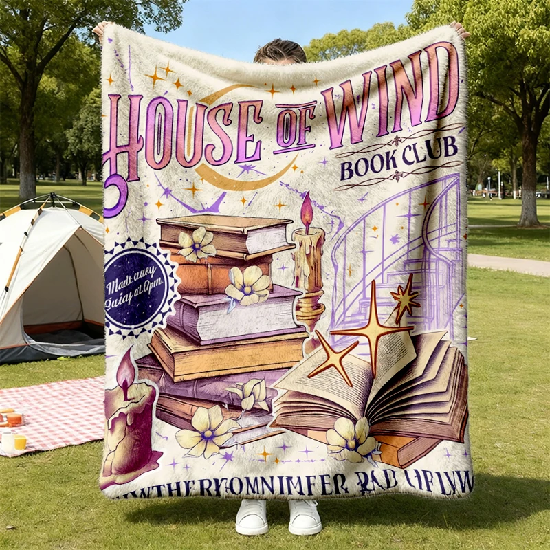 House Of Wind Book Club Flannel Blanket, ACOTAR Inspired Fantasy Reader Gift, SJM Book Merch, Gifts For Bookworms